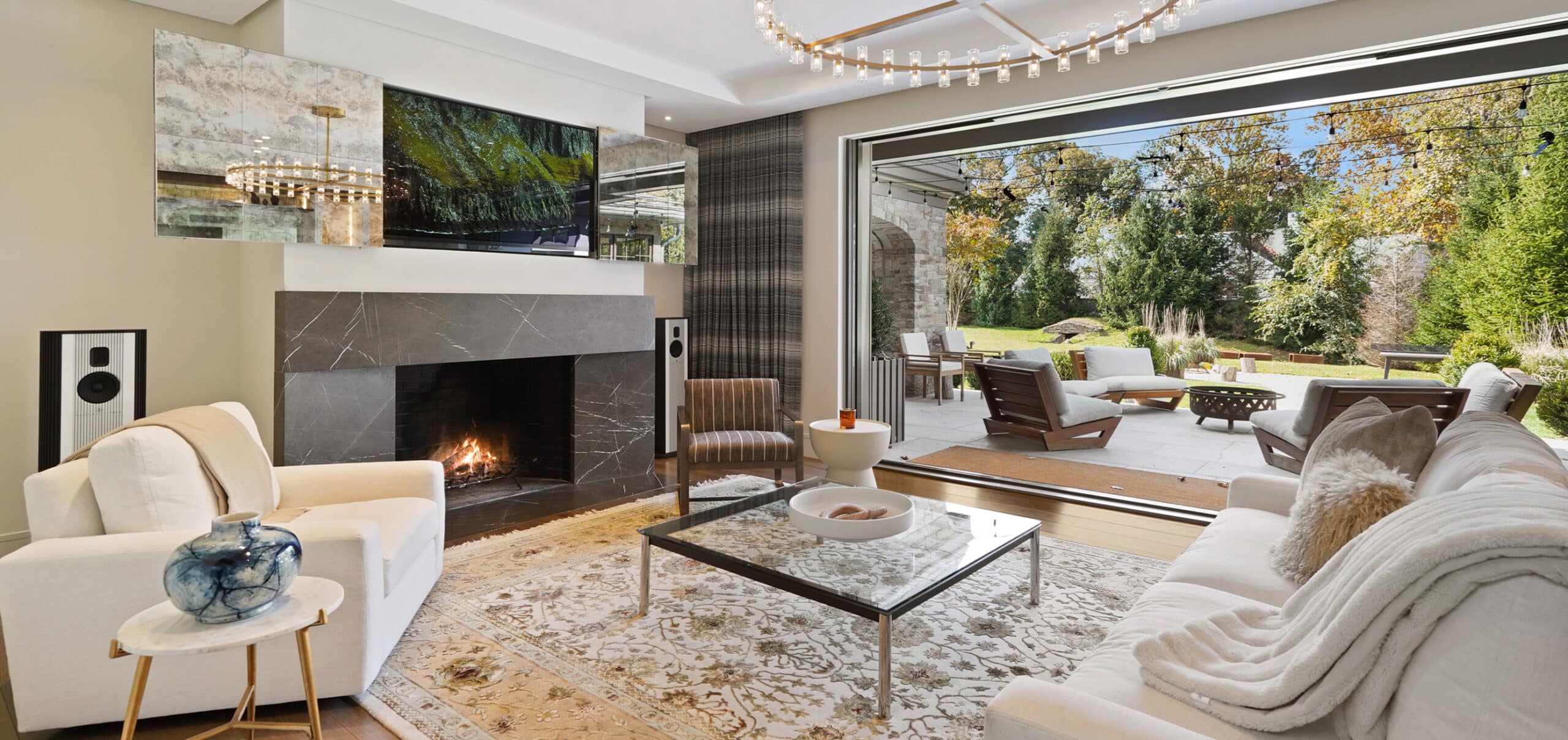 Steinway Lyngdorf Model O speakers in a living room
