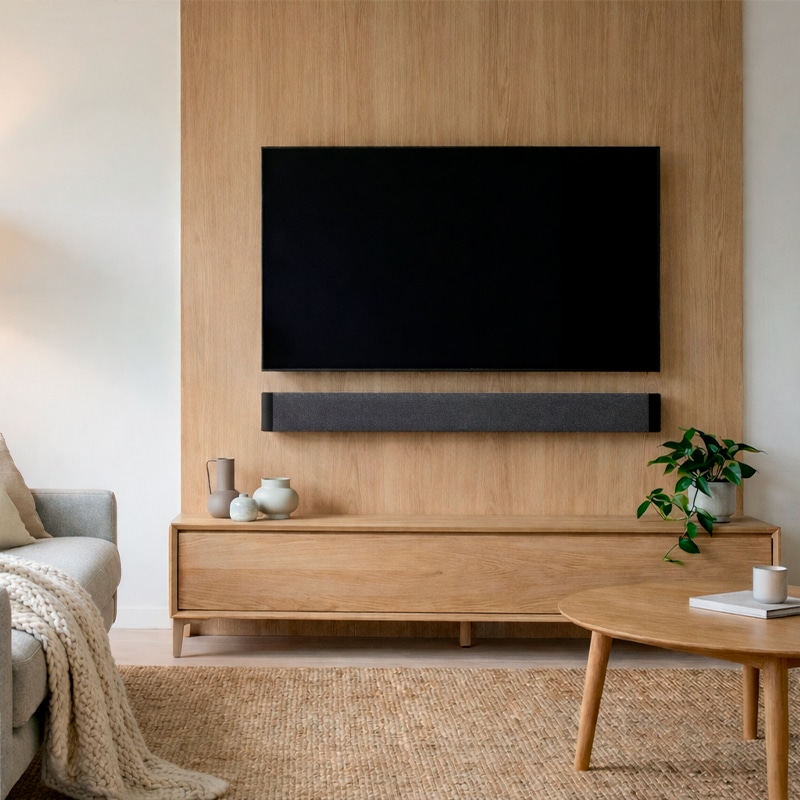 Lyngdorf SB-75 soundbar in a living room
